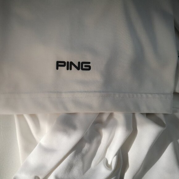 Ping Performance Men's Size XXL White w/ Green & Blue Pattern Golf / Polo Shirt - Picture 7 of 11
